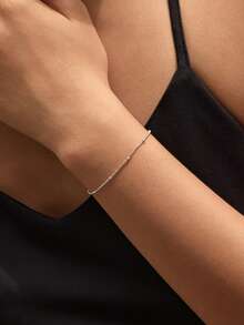 MODIAN 925 Sterling Silver Satellite Bead Bracelet For Women Dainty Thin Ball Chain Adjustable Stackable Fine Jewelry Gift - Silver - View 2