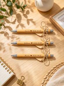 Personalized Wooden Ballpoint Pen With Heart-Shaped Bookmark Set, Customizable Engraving, Graduation Gift, Suitable For Graduates And Book Lovers - Sets - View 4