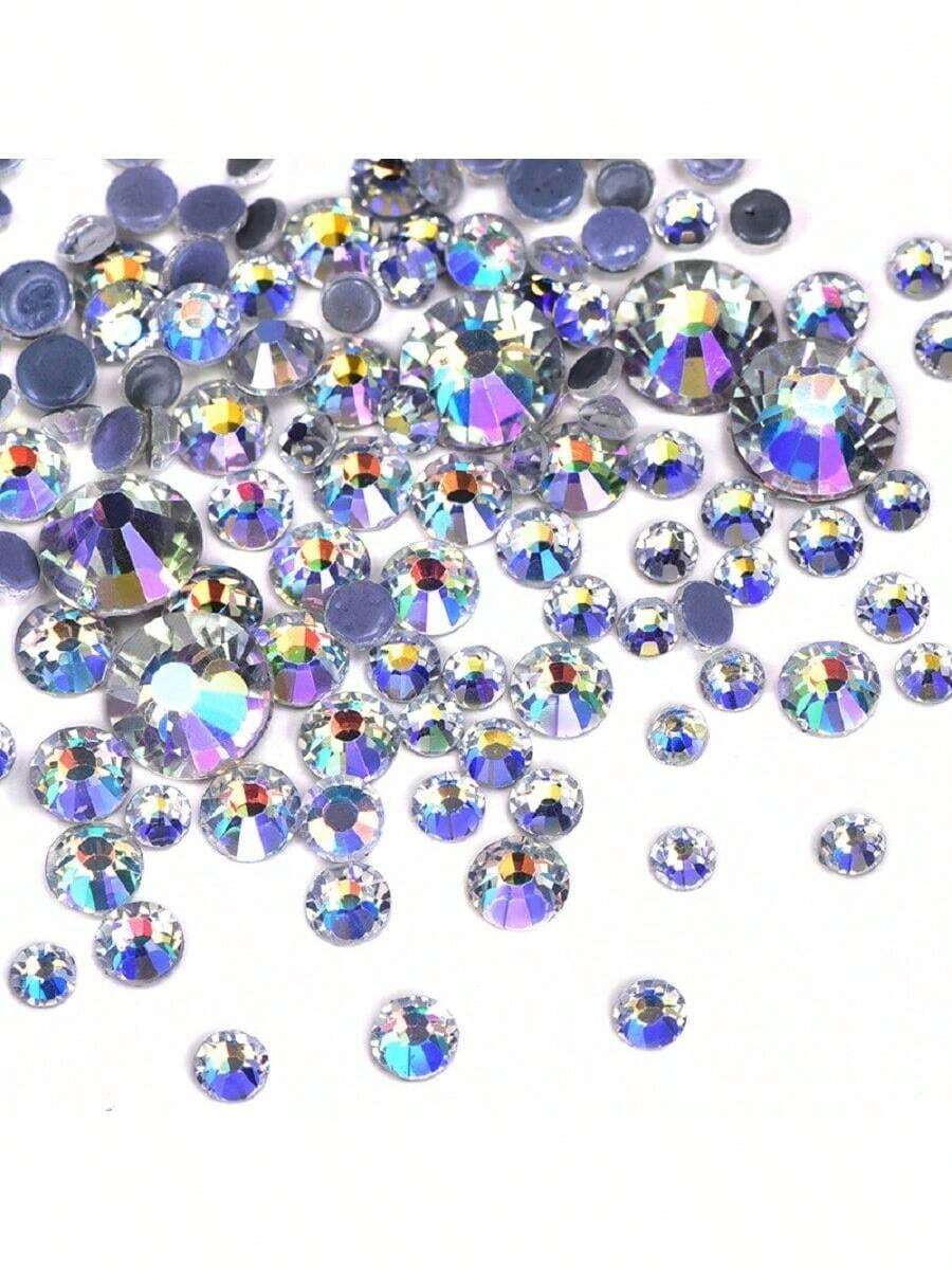 1440pcs Moonlight Color Crystal Hot-Fix Rhinestones, Flat Back Hot-Fix Rhinestones Sequins, Embroidery Clothing Nail Art Decoration Rhinestones - Multicolor - View 1