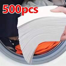 500/300/200/100/50/5pcs Colour Catcher Sheet Proof Color Absorption Paper Anti Cloth Dyed Leaves Laundry Color Run Remove Sheet In Washing Machine - White - View 3