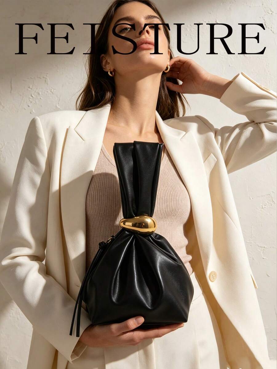 FEISTURE 1pc Solid Color Mini Pleated Cloud Bag, Women's Handbag, Suitable For Shopping, Party, Gathering, Daily Use