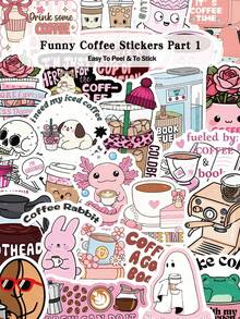 Koleksi Stiker Kopi Lucu 50/100pcs untuk Laptop, Koper, Skateboard, Gitar, Dekorasi Ruangan, Stiker Grafiti DIY - MultiWarna - View 9