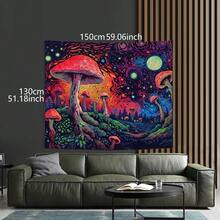 1件鮮豔森林蘑菇藝術掛毯牆飾 彩色自然林地風景居家裝飾織品 - 彩色 - 查看 5