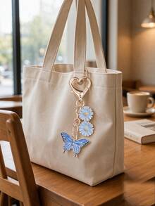 Cross-Border Cute Colorful Enamel Butterfly Daisy Keychain, Heart-Shaped Lobster Clasp Bag Charm, Alloy Pendant Key Ring, Suitable For Backpack Decoration Gift - Multicolor - View 2
