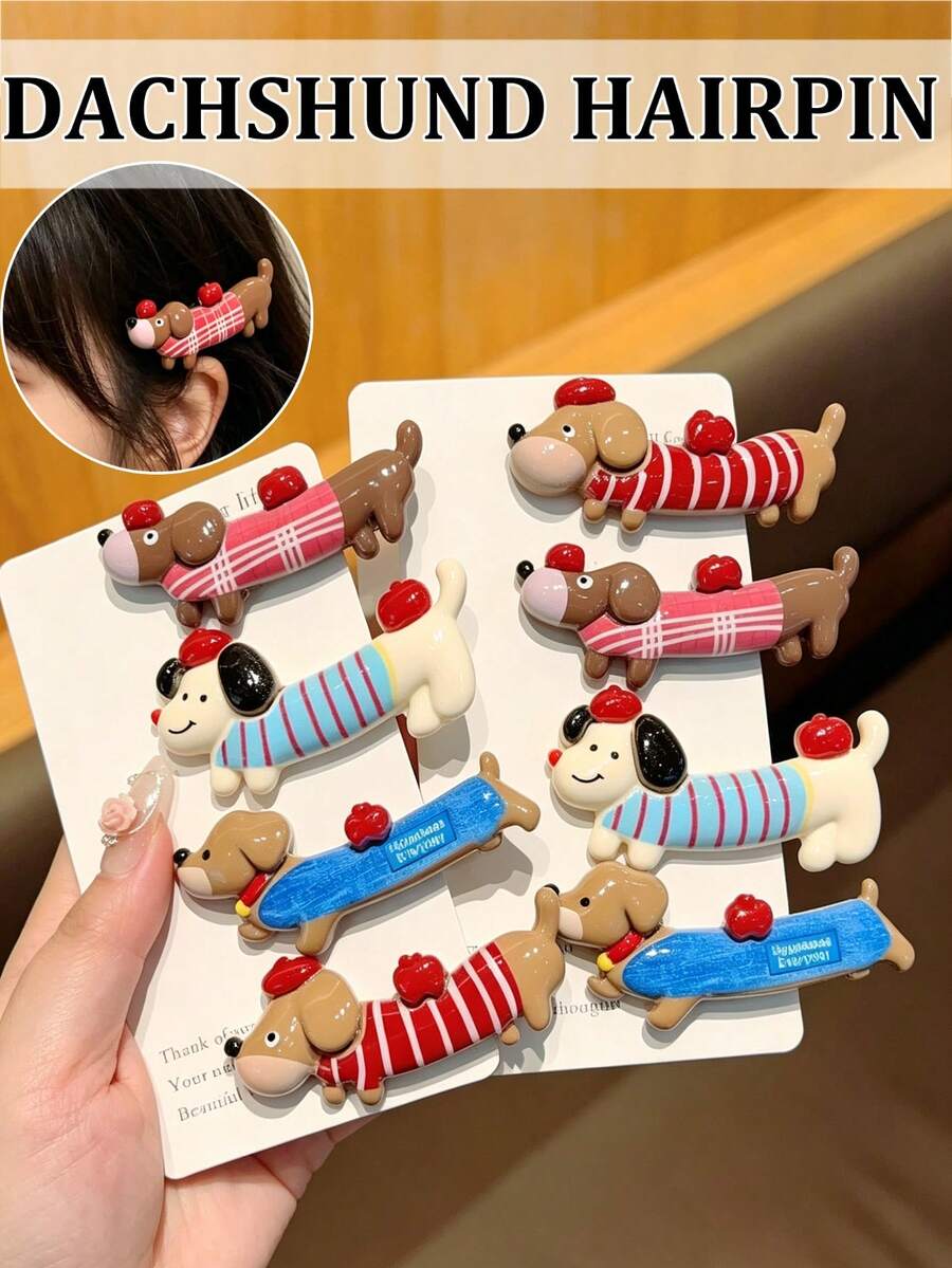 8/4pcs Multi-Element Dog Hair Clips, Women's Side Bangs And Broken Hair Clips, Suitable For Daily Outdoor Wear, Women's Hair Accessories - Multicolor - View 1
