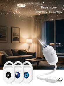 USB Car Starry Sky Projector Light, Starry Sky Projector Lamp With 3/6/12 Projection Film Sheets And Removable Pattern Panels, USB-Powered Portable Mini LED Projector With Adjustable Brightness, Suitable For Car, Bedrooms, Living Rooms - Starry Sky - View 8