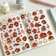 1pc Apple Puppy Sticker Decor For Phone Case, Refrigerator, Planner, Diary, Scrapbook, Planner, Luggage, Window, Guitar, Helmet, Skateboard, Laptop - Multicolor - View 1