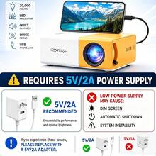 2026 Upgraded Portable Mini Projector, LCD Home Theater Projector With Built-In Speaker And Fast Focus, Compatible With Smartphone, Tablet, Laptop, TV Stick, USB Portable Projector For Movies, Games, Presentations, Home Entertainment, Outdoor Party - Yellowish-white - View 6