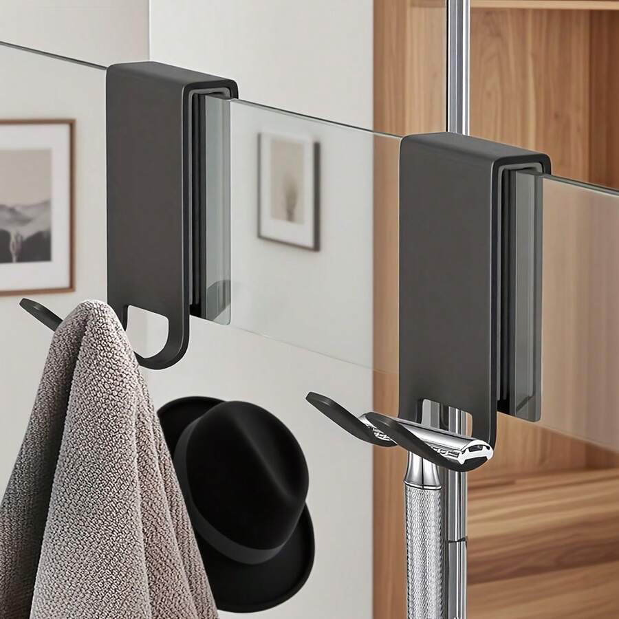 Multifunctional Stainless Steel Rust-Proof Over-The-Door Shower Hook | Heavy Duty Space-Saving Clothes/Coat/Towel Rack, Tool-Free Installation, Modern Storage, Suitable For Shower/Closet/Entryway, Durable Home Organization