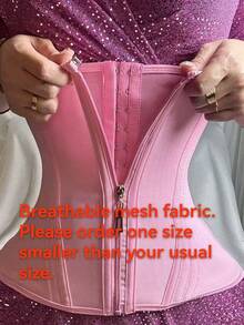 1pc Women's Fitness Training Dance Yoga Sports Corset, Tight Corset, Abdominal Control Belt, Breathable Autumn Style - Pink - View 6