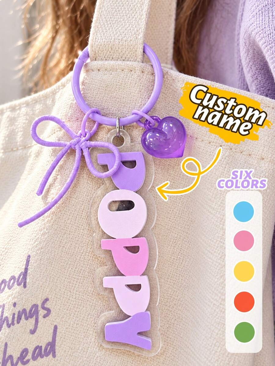 Custom Colorful Letter Keychain, Personalized Name Bag Charm, Customized Key Chain, Customizable Keychains, 2026 Christmas Gift For Family & Friends - Style a - View 1