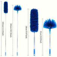 1pc Extendable Spider Web Duster With Medium Stiff Bristles, Retractable Stainless Steel Pole For Indoor & Outdoor Cleaning, No Battery Required, Ideal For Kitchen, Bedroom, Living Room, Bathroom, Duster For Home Cleaning - Blue - View 4