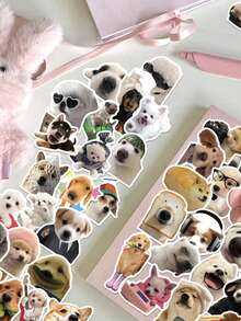 50pcs Cute Puppy Stickers Laptop Handbook Phone Case Decorative Decals - A - View 6