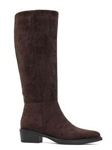 Women's Classic Pointed Toe Knee High Riding Boots Low Block Heel Side Zipper Long Boots - Brown 6502-1 - View 3