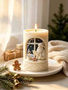Resin Silicone Mold, Santa Claus Bedside Cylindrical Shape Mold With Santa Claus, Winter Window Sill Decor Tree Surround Design - Easy Release, Reusable For Handmade Aromatherapy Candles/Home Decor Crafts. Suitable For Plaster/Resin/Soap And Other Materials. Perfect Choice - Christmas Cylinder Mold - View 3