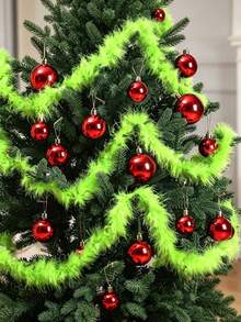 1Pc Christmas Pink Feather Tinsel, Elegant Pink Feather Garland, Artificial Ribbon Garland For Christmas Tree, Fireplace, Stair Railing, Indoor And Outdoor Decorations - Multiple Styles - View 5