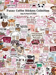 Koleksi Stiker Kopi Lucu 50/100pcs untuk Laptop, Koper, Skateboard, Gitar, Dekorasi Ruangan, Stiker Grafiti DIY - MultiWarna - View 1