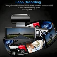 1080P HD Dash Cam, Front And Rear Dual Recording, Night Vision, With 64G Memory Card, Loop Recording, Wide Angle, 3.16-Inch IPS Screen, 24H Parking Monitoring, WDR, G-Sensor, Motion Detection - A - View 3