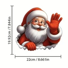 Christmas Santa Claus Waving Through Window Car Sticker, Single PVC Waterproof 3D Realistic Window Decal, Christmas Rear Window Decor - Multicolor - View 8