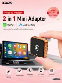 XUDA New CarPlay Ai Box Mini Superbox Wired To Wireless, Wireless CarPlay And Android 2in1 Functions, With 2.4-5.0 GHz WiFi 5, For With 99% Of Cars Equipped With Wired CarPlay And Android Functions - C - View 2