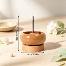 Natural Wooden Bead Spinner, Smooth & Durable Hand-Crank Rotating Beading Bowl For Seed Clay Beads, Fast DIY Jewelry Making Tool For Bracelet Necklace, Handmade Craft Accessory - Multicolor - View 6