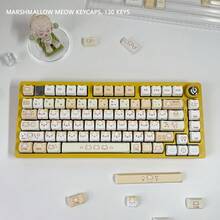 Tutup Tombol Sublimasi Pewarna Lima Sisi PBT Cetak Samping Tinggi MOA Lucu DIY untuk Keyboard Mekanik dengan Gambar Kepala Kucing Meow Permen Kapas - View 9