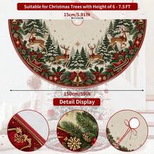 1pc Snowman Red Bird Pine Branch Pattern Christmas Tree Skirt, Elegant Color Holiday Decor, 5 Sizes, Unisex Holiday Gift, Suitable For Home And Party Christmas Home Decoration - Snowman Red Bird Pine Branch - View 10