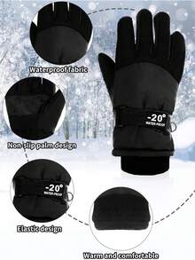 1pair Boys And Girls' Universal Waterproof And Snowproof Gloves, Suitable For Winter Outdoor Skiing, Snowboarding And Cold Weather Usage - Multicolor - View 6