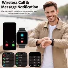 AZRTL Smartwatch Olahraga Unisex yang Istimewa, Penghitung Langkah, Kalori, Mode Multi-Olahraga, Kontrol Musik, Kamera Jarak Jauh, Panggilan Nirkabel, Tampilan Jam yang Dapat Disesuaikan, Pengingat Notifikasi, Pengingat Alarm, Prakiraan Cuaca, Pengisian Daya USB - Smartwatch Multifungsi - MultiWarna - View 5
