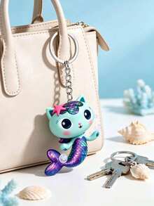 MASSDI Gabby'sDollhouse Acrylic Keychain, 2D Flat Rainbow Fairy Gabby Pattern Bag Accessory, Durable Keychain Accessory, Suitable For Keys, Backpacks, Wallets, And Luggage, Perfect For Fans, Birthday Gifts, Party Favors, And Themed Events - Mermaid Cat - View 6