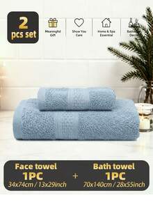 4PCS Towel Set 34x74cm+70x140cm/1pc Bath Towel/Square Towel, Terry Cotton - Absorbent Material - Suitable For Bathroom, Facial Care, Hand & Body Wiping, Home Decor, Kitchen Decor, Back To School Season, Autumn Decoration - Baby Blue - View 15