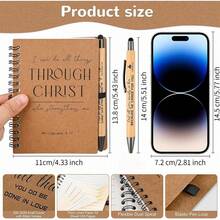 Random 1 Set Bulk Christian Spiral Notebooks With Bamboo Ballpoint Pen Prayer Journal Father Day Gifts For Bible Study Groups Church Members Families Back To School Summer Gift Classroom Rewards - Christian - View 2