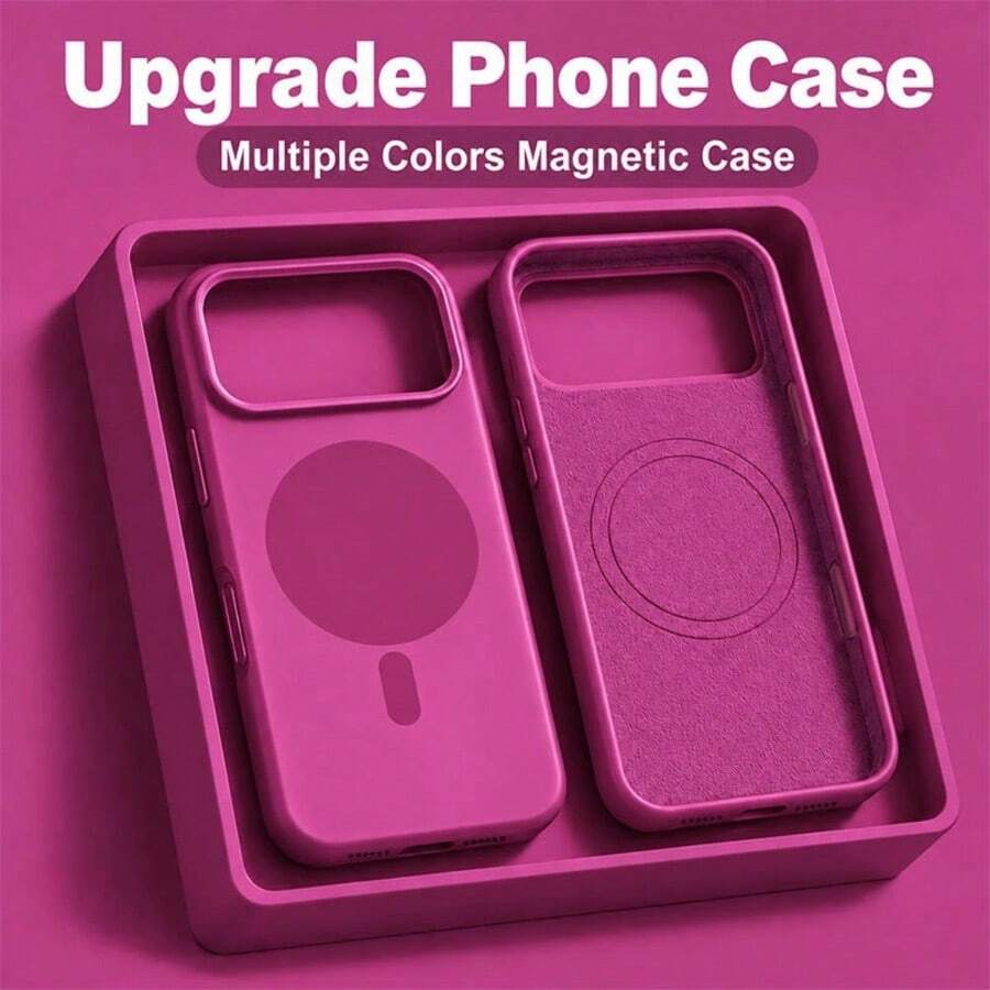 Luxury Original Silicone Liquid Magnetic Phone Case Compatible With Iphone 18 Pro Max 17 Pro 18 Pro 17 Pro Max Wireless Charging Soft Cover - Moonlight Red - View 1