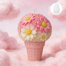 Creative Cone-Shaped Flower Ball Candle Silicone Mold, Creative Flower Series Theme, Soft And Easy To Demold With Clear Texture, Suitable For Candles, Resin, Soap And Other Crafts, Ideal For Home Decor, Art Display, Living Room Decoration And Creative Gift Making, Perfect For Valentine's Day Gift/Birthday Gift/Holiday Gift - White - View 7