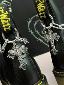 2pcs Men's Silver Metal Anklets With Skull, Butterfly, Cross Pendant Design, Dark Gothic Style, Suitable For Party And Gathering Wear - Multicolor - View 1