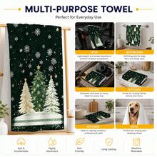 2/4/6/8pcs Dark Green Christmas Tree Kitchen Towels, Snowflake Forest Tea Towels, Luxury Minimalist Christmas Kitchen Decor, Soft And Durable, Not Easily Rough, Suitable For Kitchen, Breakfast Nook, Coffee Station, Prep Area, Hanging Rod And Holiday Home Decor - Multicolor - View 6
