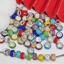 25/35/40/45/50/55Pcs 3-Row Colorful Rhinestone Soft Clay Beads, Random Color Sparkling Large Hole Beads, Perfect For DIY Bracelets, Necklaces, Pendants, Earrings And Bag Charms Crafting - Multicolor - View 6