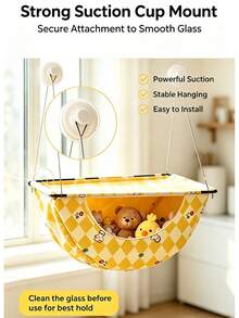1Pc Cat Window Hammock With Storage Pocket, Suction Cup Mounted Hanging Cat Bed, Indoor Window Perch, 2 In 1 Sleep & Storage Cat Window Seat, Pet Hanging Bed For Cats Sunbathing Rest, Fit Small Medium Cats - one-size - View 4