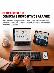 Redlemon Silent Rechargeable Bluetooth Wireless Keyboard USB-C Spanish - View 3