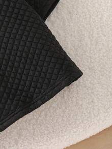 2pcs Baby Girl Simple Elegant Diamond Quilted Stand Collar Bow Cardigan Dress With Matching Beret Hat Set, Autumn/Winter - Black - View 7