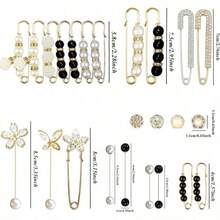 8pcs Faux Pearl Scarf Brooch Set, Multiple Headscarf Clips, Shawl Pins, Metal Faux Pearl Material, Suitable For Beach, Holiday And Other Occasions - Multicolor - View 7