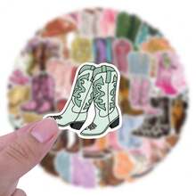 55PCS Cowboy Boots Stickers, Multicolor Pattern Stickers, Beautiful Stickers, Bottles, Decorative Paper, Scrapbooking, Diary, Laptop, Bumper, Skateboard, Water Bottle, Computer, Phone Greeting Cards, Photo Albums, Furniture, Stickers - Cowboy Boots - View 5