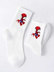 1/3 Pairs Marvel Men's Mid-Calf Socks, Minimalist Creative Funny Spider-Man Graphic, Interesting Halloween Gift Socks - Multicolor - View 2