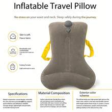 Press-To-Inflate Pillow, Upright Backrest Pillow, Travel Pillow, Portable Airplane Car Nap Pillow, Travel Pillow - Grey - View 11