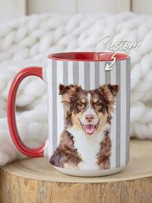 Customizable 11oz Ceramic Coffee Mug, Personalized With Photo, Text And Logo, Holiday Commemorative Cup, Suitable For Office, Home, Father's Day, Valentine's Day Gift, Applicable For Birthday, Engagement, Wedding, Graduation (Single-Sided/Double-Sided) - Multicolor - View 8