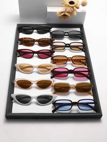 12 Pairs Women's Fashion Frame Glasses Set, Perfect Blend Of Modern Style And Vintage Charm, Suitable For Vacation, Party, Daily Wear, Fits All Face Shapes - Multicolor - View 5