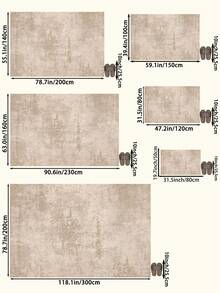 1pc Dark Ink Print Living Room Rug, Suitable For Kitchen, Dining Room, Bedroom, Room Holiday Decor, Indoor/Outdoor, Office, Lobby, Non-Slip Doormat, Bathroom Rug, Hallway, Study Gaming Area Rug - Mocha Brown - View 4
