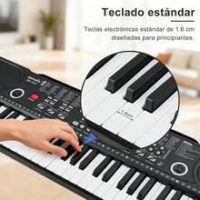 61 Teclado Piano Electrico Teclados Musicales Y Auriculares - Negro - Ver 3