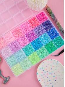 2Box 48 Grids Resin Flat Back Rhinestones Bedazzling Kit, Jelly Nail Art Gems Rhinestone Set With Pickup Tools With Picker Pen Tools Multi‑Color Bedazzling Crystals For Nail Decorations, Diamond Painting, Phone Case & Clothing DIY Crafts - Multicolor - View 2