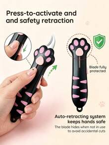 Multifunctional Pocket Knife And Bag, Cute Cat Paw Retractable Curved Blade Non-Slip Handle Mini Portable Box Opener With Lanyard Hole, Home Daily Express Package Craft Cutting Portable Tool, Suitable For Students, Office Workers, Cute Gift Lovers, Teacher Gift, Back To School Season. - Multicolor - View 4